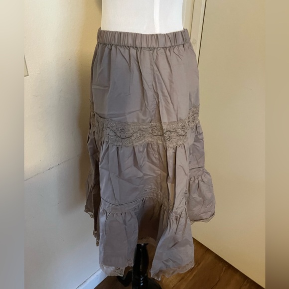 Japanese Voi·e·noi Fairy core Lace Tiered Skirt Tan brown - Picture 9 of 14